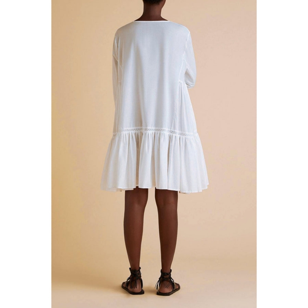 MERLETTE "Martell" EUC Black Cotton Long Sleeve Button Up Tiered Knee Dress M - Picture 5 of 9